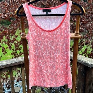 Banana Republic Luxe Touch tank top semi sheer pink & white XS